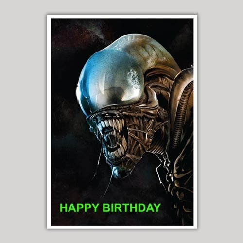 Xenomorph alien birthday card - xenomorph,